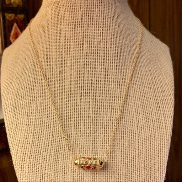 Heart Love Letter Scroll Charm Necklace in Gold Red and Blue - Picture 6 of 6